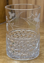 EAPG Ripley Wyandotte Button Band Leaves Berries Engraved Glass Tumbler 4″