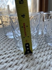 5 Vintage Pasabahce Mirage Lowball Glasses Bubble Circle Optics Dots 4” Turkish