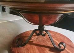 Large Amber Glass Fruit Bowl On Footed Metal Stand Tabletop Center Piece 17.75″