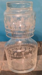 Etched Clear Glass Carafe and Tumbler Set Decorative Two-Piece Glossy Finish