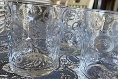 5 Vintage Pasabahce Mirage Lowball Glasses Bubble Circle Optics Dots 4” Turkish