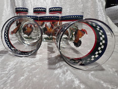 Vintage Ella’s Rooster Glassware Tumblers set of 4- 12 oz & set of 4 – 14oz