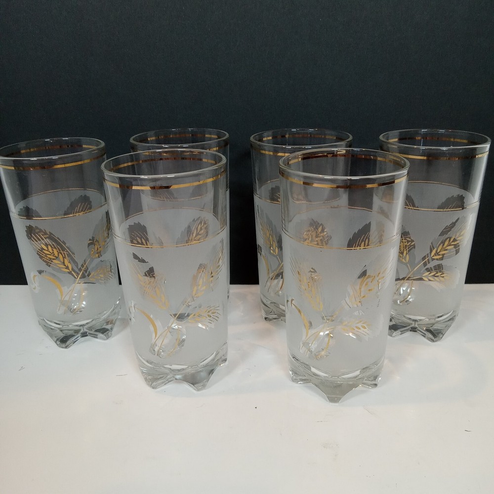 MCM «DISCOVER ITALY» 6 DRINKING GLASSES WHEAT SHAFT DESIGN 1960’S