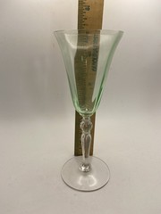 Vintage Cambridge Goblet Glass Bar Uv Reactive Glows Green Uranium 7”
