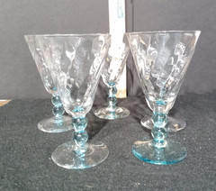 Bryce Aristocrat Aqua Stem Spirit Claret Glasses Set of 5
