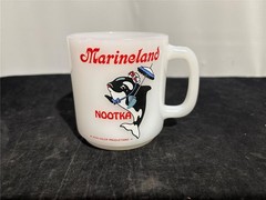 Glasbake Milk Glass Coffee Mug Cup Marineland Niagara Falls Canada Notka Whale