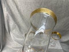 6 Tiffin Franciscan Rambler Rose 5.5” Crystal Gold Rimmed Dessert Water Glass Lt