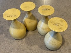 THE POTTERY STEAKHOUSE :: Vintage Set/4 PEDESTAL DRINKING 5 1/4” GOBLETS HAWAII