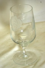Wine Water Goblet Etched Frosted Rose Clear Glass