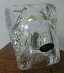 Heavy Crystal Sled 24% Lead Crystal ST George Holiday Centerpiece Candy Dish 