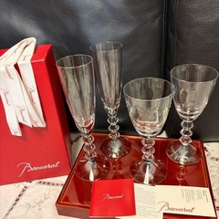 Baccarat Vega Champagne Flutes Glass Crystal & Wine Glass Crystal Set of 4
