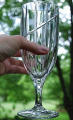 Vtg Cut Crystal ‘UPTOWN’ Swirl Cut ICED TEA GOBLET GLASS 14 oz Pristine 8 3/8″