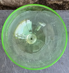 Tiffin-Franciscan Green Optic Uranium Glass Champagne Wine Cocktail 6″ Vintage