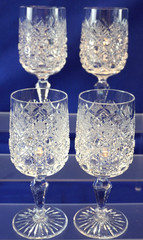 ABC Cut Star & Cane Design, Cut Foot, Set of 4 Water Goblets, 7″ (Y5)
