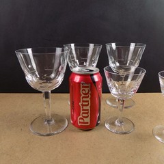 5pc Orrefors Crystal Bernadotte 3 Water Goblets 2 Wine Glasses Sweden Vintage