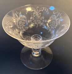 Vintage Heisey Diamond H Orchid Etch Sherbet Champagne Coupe Elegant Glass