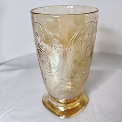 Vintage Jeanette Florigold 14 oz Iridescent Marigold Carnival Glass Tumbler
