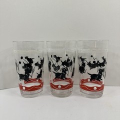 Set of 6 Federal Glass Scotty Dog Black Terrier Playing Fetch Tumbler Glasses