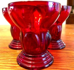 Set of 5 New Martinsville MOONDROPS RED 2 3/4″ – 2 oz SHOT GLASSES/ TUMBLERS