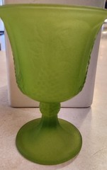 Vintage Indiana Glass Co. Lime Green Frosted Glass Goblet, Colony Harvest Grape