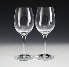2pc Orrefors Wine Glasses Goblets Merlot Pattern 7.5 in. pulled stem
