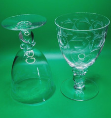 Heisey Glass Lariat Water Goblet with Moonglo Cutting – set of 2