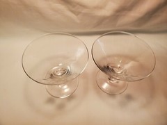Crystal Cocktail Glasses Dessert Sherbet Cups With Etched Roses Vintage Set of 2