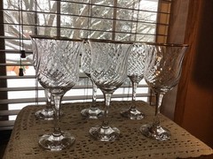 6 Royale Swirl Hand Decorated 24 KT Gold Trim 10 Oz Water Wine Beverage Glasses