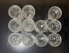 Set of 6 Vintage pressed glass goblets & matching set of 5 champagne/sherbet set