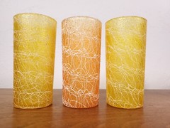 3pc Vintage Spaghetti String Glasses Tumblers Mid Century Modern Drinkware