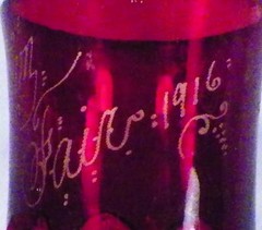 Allentown Fair 1916 Tumbler Ruby Stained Button Arches Duncan Miller LMS EAPG