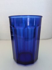 2 Crisa Libbey Boston Cobalt Blue Coolers Paneled Highball Tumblers 5 3/16″ Tall