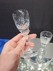 (2) Cordial glasses 5″ Glass Miller Rogaska Crystal cut etched floral GALLIA