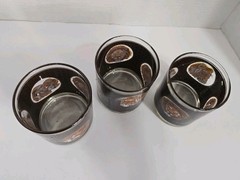 Vintage MCM Libbey African Safari Animal Glasses Set 3 Low Ball Signed M Dia