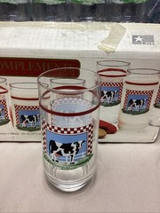8 Century Fannie’s Farm 16 Oz Tumbler Glasses Set Cow Country Kitchen Lot