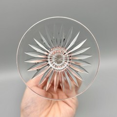 Amethyst Crystal Cut to Clear Starburst 8″ Air Bubble Stem Hock Wine Glass