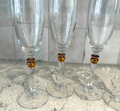 Vtg Champagne Flutes Gold Ball Stem Cristal D’Arques Durand Cortina Wedding Set