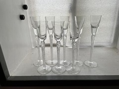 Set Of 8 Air Twist Stem Tall Cordial Aperitif Crystal Glasses Stuart Iona Ariel