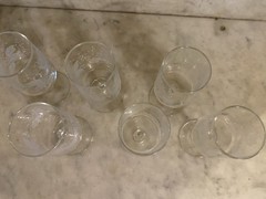 Vintage Set Of 6 Rose Etched Pattern Glass Wine Cocktail Glass