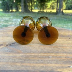 Vintage Amber Wine Glasses Brown Smoked Stem Mid Century Modern MCM Pair