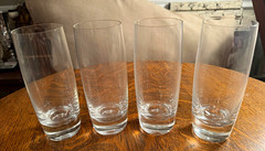 Set of 4 Clear Glass Highball Tumblers, Round Drinking Glasses