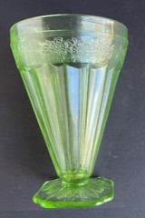 Vintage Jeannette Green Depression Glass Footed Ice Tea Tumbler Decor Cup