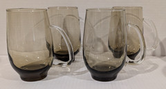 Libbey Tempo Tawny Smoke Set of 4 Open Handle Mugs Glasses Tankard 5.25″