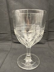Antique EAPG Dewdrop Band Goblet Clear Pressed Glass c1880 Victorian