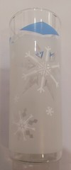 Vintage MCM Jeannette Glass Frosted White Snowflake with Blue diamond Tumbler