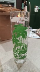 Vintage Mid Century Tom Collins Tall Tiki Tropical Palm Tree Highball Glass