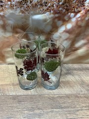 Set of 4 Vintage Libbey Glasses Fall Autumn Leaf Pattern Tumblers 16oz