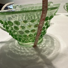Depression Green Creamer hobnail Tea Coffee Cup Uranium Glows Bumps MCM