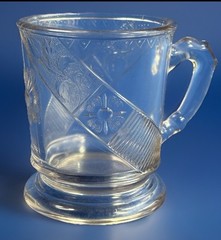 Vtg Antique Cup c. 1882 McKee Glass EAPG Prism/Daisy Pleat Pattern Footed