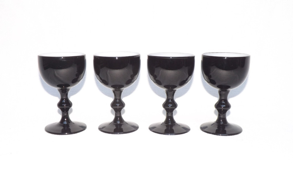Carlo Moretti MCM Black & White Cordial Glasses VTG – Set of 4